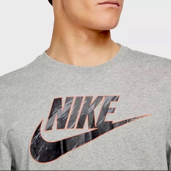 NIKE Sportswear Essential Camo Graphic T-Shirt XXL Gray Standard Swoosh Logo - Picture 10 of 10
